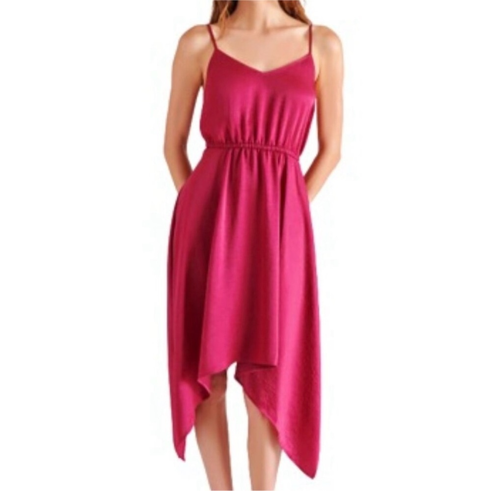 NEW Steve Madden Asymmetric Midi Dress in Forest Berry (Pink)